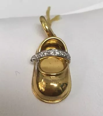 Aaron Basha 18k Yellow Gold Baby Shoe Diamond Strap .07ct. Retired • $2100