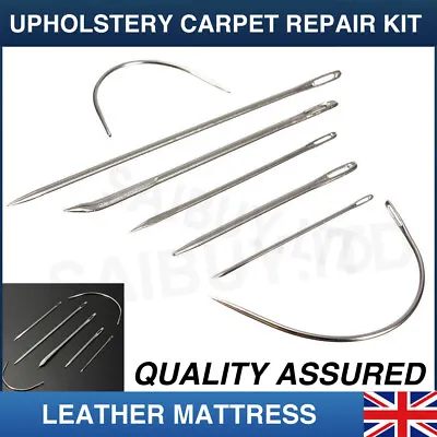 £3.29 • Buy Pack Of 7 Hand Repair Kit SEWING NEEDLES LEATHER UPHOLSTERY Carpet Canvas Curved