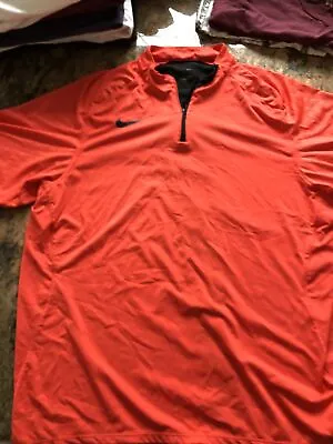VTG Nike Tennis Challenge Court  Men's Full Zip Shirt Fleuroscent Red/Black • L • $29.90