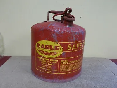 Vintage Gas Can Eagle 5 - Gallon Safety Red Adverting Metal Sign • $121.12