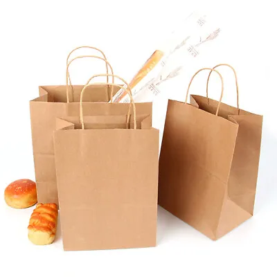 Brown Paper Carrier Bags For Party Takeaway Strong Twisted Handles - All Sizes • £6.95