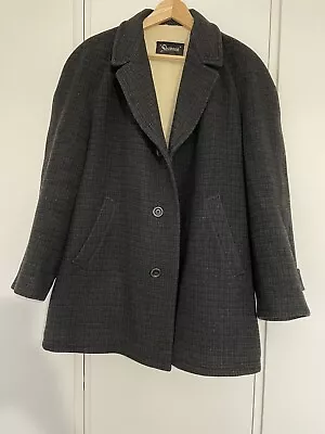 Vintage Shannon Wool Coat Large Dark Grey Faint Check • £23