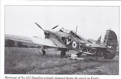 Hurricane 615 Squadron Damaged At Kenley Reproduction Postcard Unused VGC • £1.98