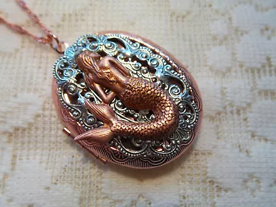 Rose Gold  Plated Locket Mermaid Filigree • $42.99