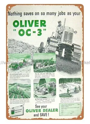 1952 Oliver OC-3 Tractor Farm Equipment Metal Tin Sign Decorations On Sale • $18.93