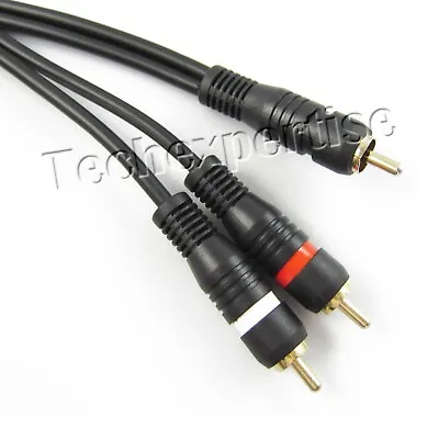 1 RCA To 2 RCA Phono Stereo Audio Y Splitter Cable Cord Gold Plated 0.5m ~ 15m • $27.49