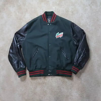 Vintage Mountain Dew Varsity Jacket Men's XL Mtn Dew Green Black Snap Button • $149.99