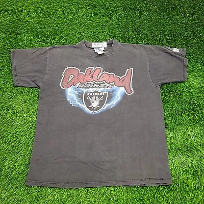 Vintage 90s NFL Oakland Raiders Shirt Large Oversized 22.5x26.5 Sun-Faded Black • $102.80