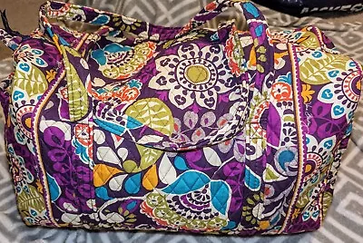 Vera Bradley Plum Crazy Xtra Large Tote Duffel Weekender Travel Bag A+ Condition • $69.63