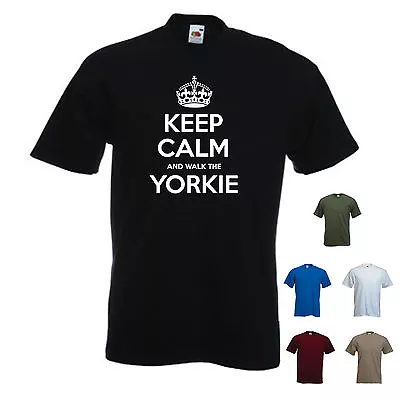 'Keep Calm And Walk The Yorkie' Mens Funny Pet Dog Yorkshire Terrier T-shirt • £11.69