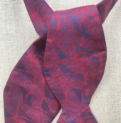 Vintage All Silk Bow Tie Red Blue Abstract Self-Tie Adjustable 2.5” • $20