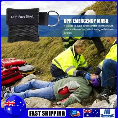 Keychain Resuscitator Face Shield Emergency First Aid CPR Mask (Black) • $7.29