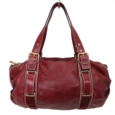 Marc Jacobs Satchel Handbag L Bordeaux Red Leather Shoulder Duffel Style Bag • $165