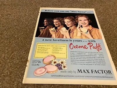 Framed Advert 14x11 Max Factor Creme Puffs Hollywood • $36.08