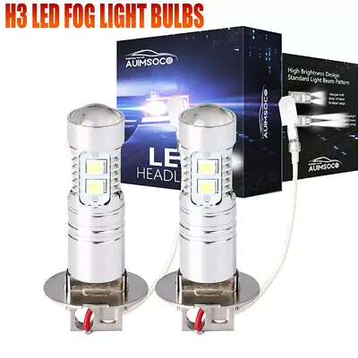 2Pcs H3 LED Fog Light Bulb Conversion Kit Super White Bright DRL Lamp 6500K 100W • $18.99