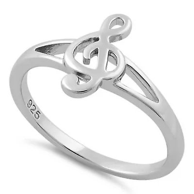 Sterling Silver 925 Musical Note Ring Music Lover Jewelry Treble Clef Ring R75 • $29.99