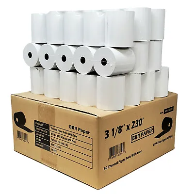 3-1/8  X 230' THERMAL POS RECEIPT PRINTER ROLL PAPER BPA FREE USA 50 ROLLS 55GSM • $64.98