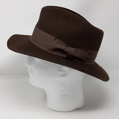 Mallory By Stetson Coffee Brown Pure Wool Western Cowboy Fedora Hat Size 6 7/8 • $39.99