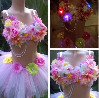 Fairy LED Flower Rave Bra Sexy CostumeTheatre Rave Bras Rave Outfit  EDC  • $175.75