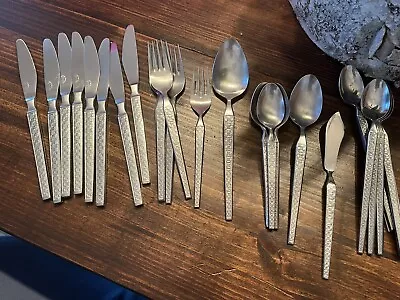 Mid Century Modern Cosmos 27 Pc Set Flatware Silverware Stainless Vintage • $69.99