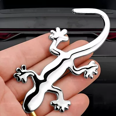 3D Silver Gecko Design Lizard Metal Decal Badge Emblem Sticker Car Accessories • $3.52