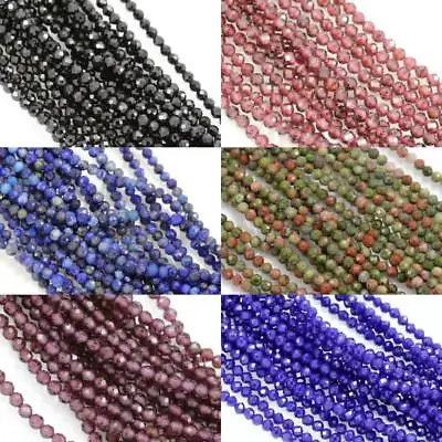 £7.78 • Buy Size 2mm Faceted Round Semi-precious Gemstone Spacer Beads For Jewellery Making