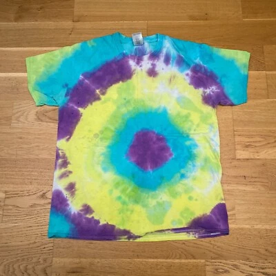 £10.99 • Buy Multicolour Tie Dye Pattern T Shirt M L Acid Wash Spiral Festival Hippy 90s Y2K