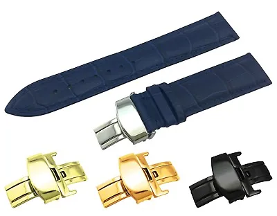Navy Genuine Leather Croco Strap/Band Fit NAUTICA Watch Clasp 18 19 20 21 22mm • £12.90
