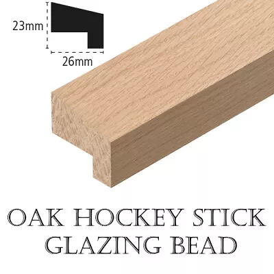 Solid Oak Glazing Bead Hockey Stick FD30 Fire Check Vision Glass Ledge Beading • £6.80