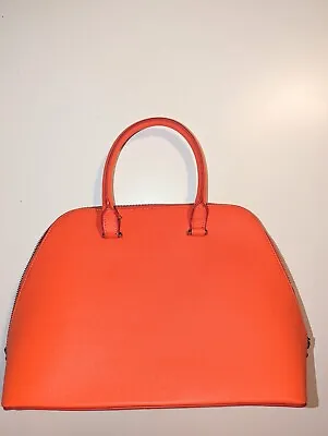 Zara Orange Vegan Leather Zipper Handbag Purse With Exterior And Interior Pocket • $17.99