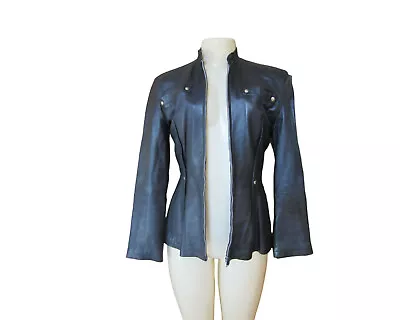 Vintage Ladies Thierry Mugler Soft Leather Lined Jacket W Silver Studs Size 42 • $525