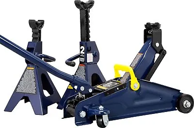 TCE Torin Floor Jack Combo With 2 Jack Stands 2 Ton (4000 Lb) Capacity Blue • $80.50