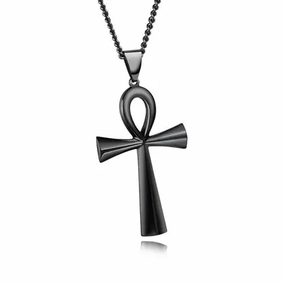 $1.89 • Buy Cross Pendant Necklace For Men Women Stainless Steel Pendant Chain Silver Black
