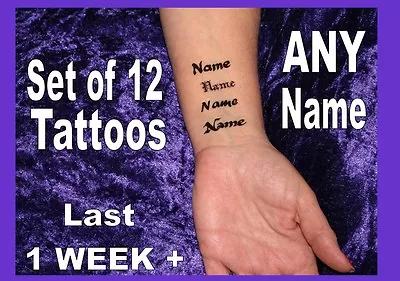 Temporary NAME TATTOOS INNER WRIST X12 DIFFERENT STYLES Personalised  Custom  • £7.99