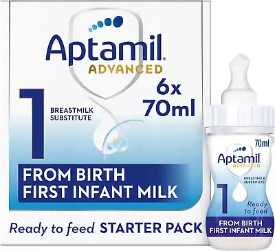 Aptamil Advanced 1 First Baby Milk Formula Starter Pack Ready To Use Liquid Fro • £14.14