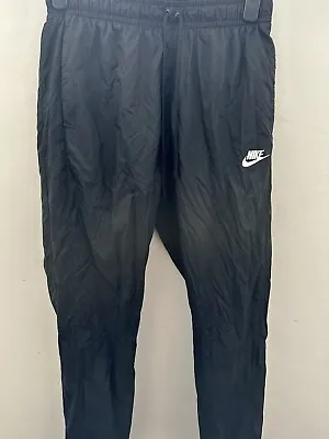 Nike Nylon Pants Black Woven Tracksuit Bottoms Uk Small • £25