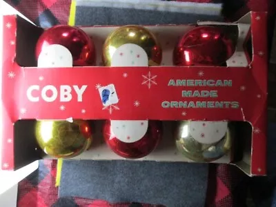 Vintage Coby Glass Products Set Of 6 Christmas Ornaments 3 1/2 Inches In Box • $10.45