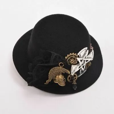 Steampunk Hair Clip Hairpin Gear Mini Hat Goth Cross Victorain Cosplay Props • $11.99