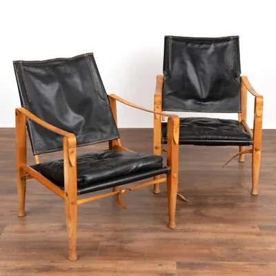 $4675 • Buy Pair, Mid Century Modern Black Safari Chairs By ​​​​​​​Kaare Klint