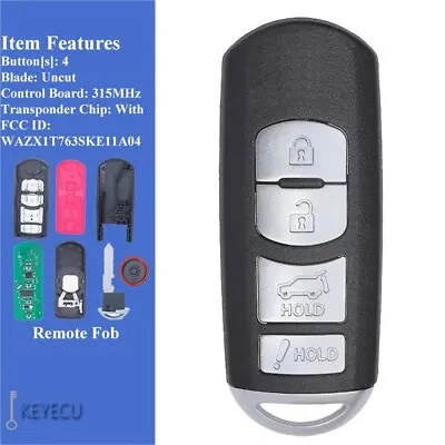 Smart Remote Key Fob WAZX1T763SKE11A04 For Mazda 2010-2015 CX-9 2010-2012 CX-7 • $66.51