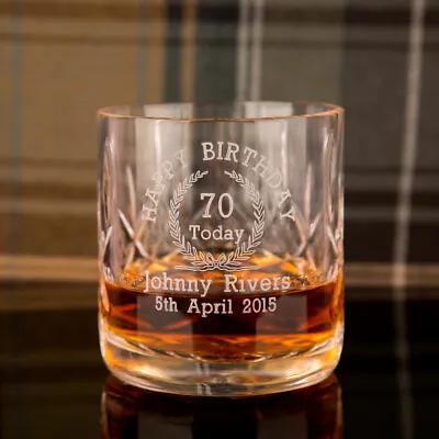 Personalised Engraved 70th Birthday Whisky Glass For Him Her Dad Mum Husband • £27.99