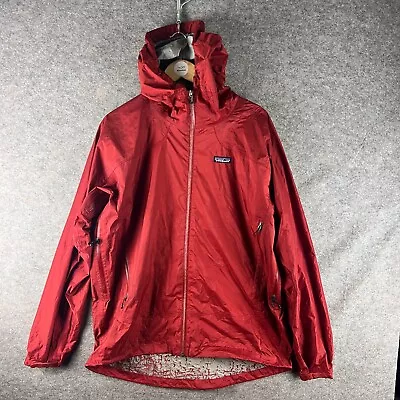 Patagonia Jacket Mens Large Red Nylon Full Zip Torrentshell Rain Coat Hooded • $62.47