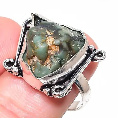 Rough Moldavite Gemstone Handmade 925 Sterling Silver Jewelry Ring Sz 9(US) • $10.99