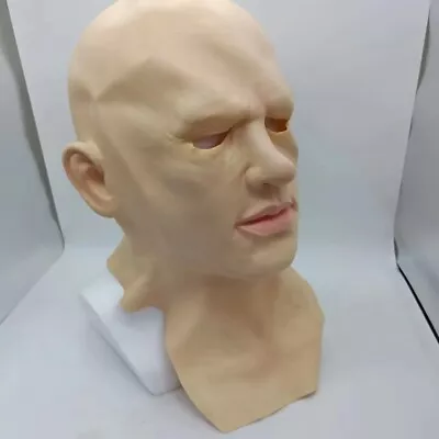 Latex Man Face Cover Mask Male Realistic Headgear Cosplay Party Fancy Halloween • £7.94