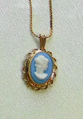£14.89 • Buy Vintage Faux Wedgwood Cameo Pendant Necklace L16 