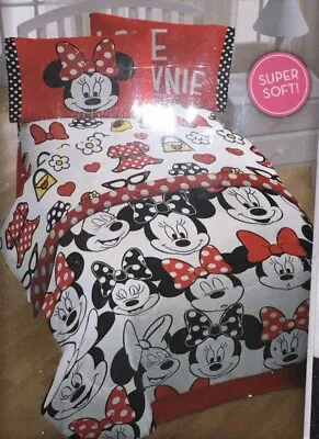 Disney Minnie Mouse Microfiber 4 Piece Full Sheet Set Polka Dot Hearts Bedding • $38.99