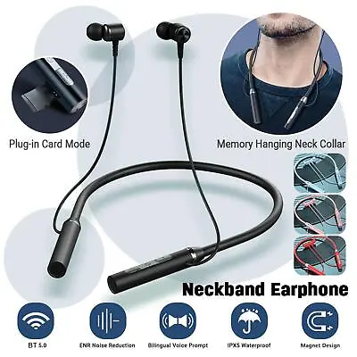 Magnetic Bluetooth 5.0 Wireless Neckband Earphones Headphones Headset !θ φ◇ • £3.29
