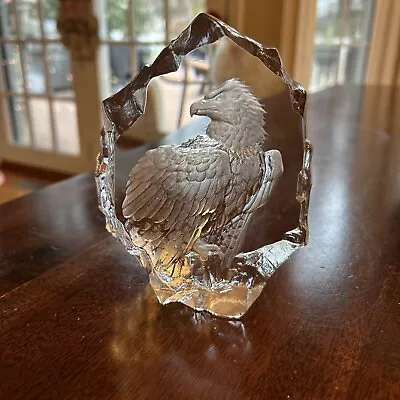 Beautiful Mats Jonasson Lead Glass Crystal Eagle Sculpture  Sweden Full Lead NEW • $45