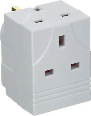 3 Way Triple Plug Block Mains Adapter For 3 Pins Sockets Multi Plug Extension  • £3.99