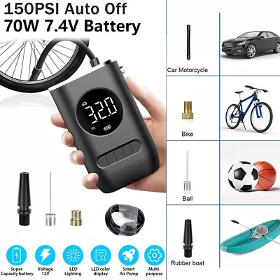 Portable Air Pump Tire Electric Inflator Bike Pump Mini Wireless Car Pump 150PSI • $43.90